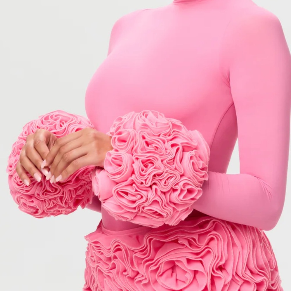 Naked Wardrobe Pink Ruffled Gloves